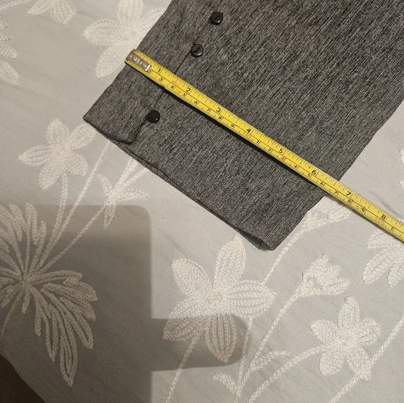 Gray Striped Textured Womens Mid Rise Pants With Cute Buttons On Each Leg - Picture 6 of 6